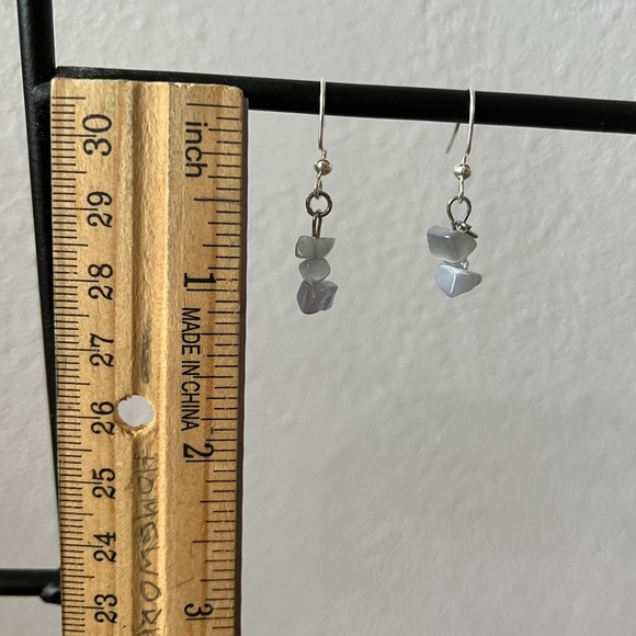 HANDMADE Baby Blue Stacked Stone Earrings - Picture 3 of 3